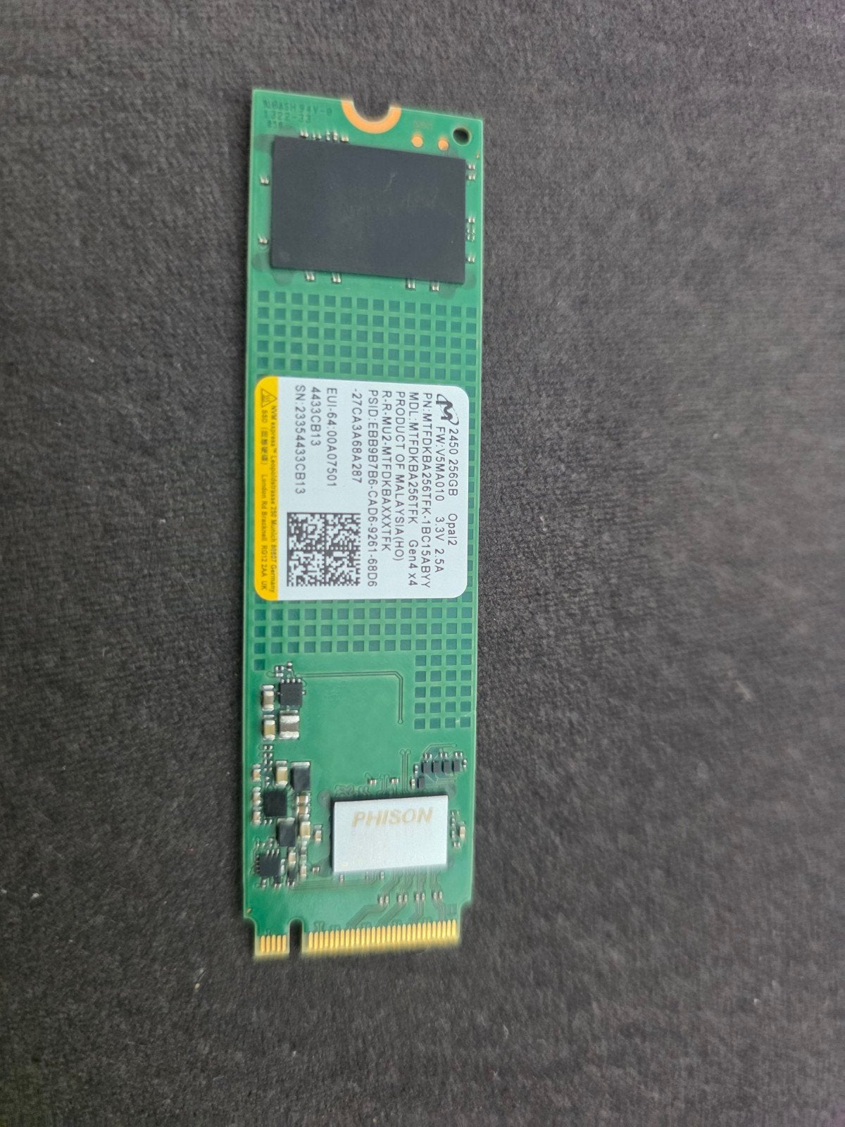 Micron 2450 M.2 NVMe SSD - 256GB (PCIe Gen4), Computers en Software, Netwerkkaarten, Ophalen of Verzenden