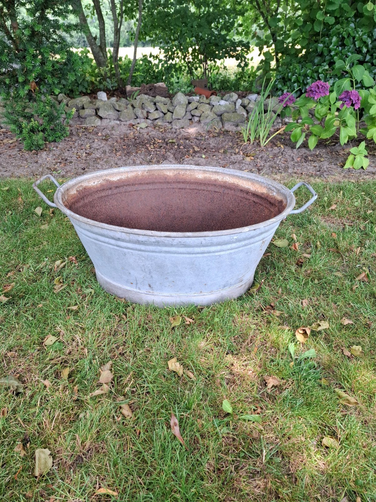 Te koop een zinken wastobbe., Tuin en Terras, Ophalen, Gebruikt, Minder dan 30 cm, Rond