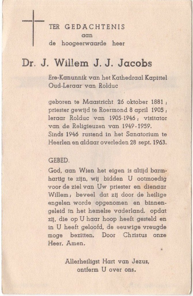 Rolduc Willem J.J. Jacobs 1881 Maastricht + 1963 Heerlen, Verzamelen, Verzenden