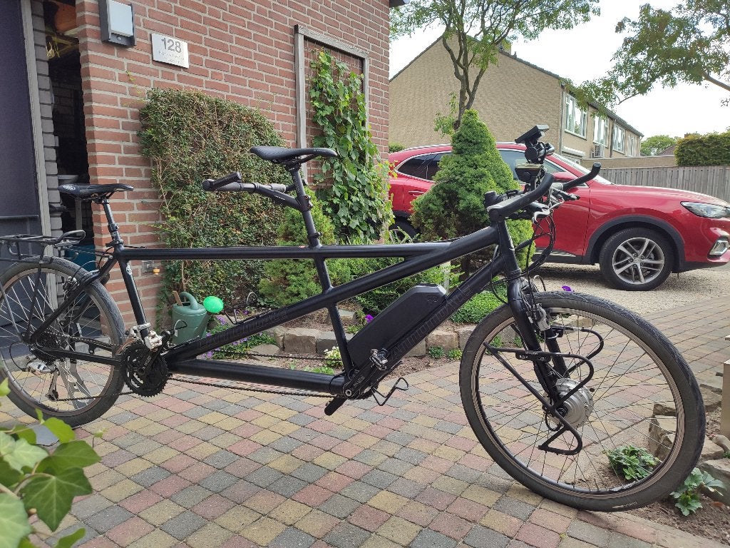 Mooie elektrische Cannondale tandem incl. auto-transportrek, Fietsen en Brommers, Fietsen | Tandems, Ophalen, Gebruikt, Velgrem