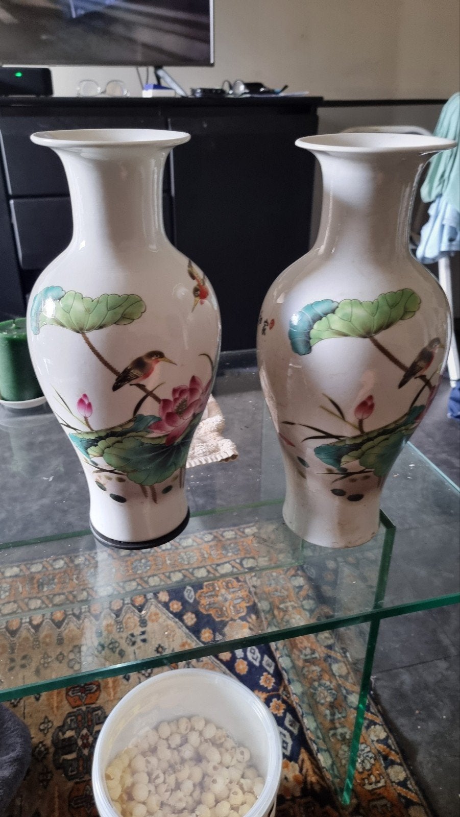 Set van 2 antieken vazen met handgeschilderde decorat, Ophalen of Verzenden