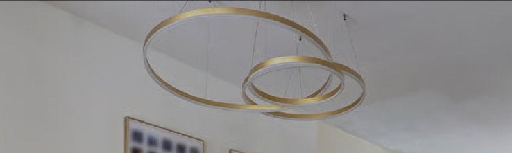Gouden Hanglamp - Design lamp woonkamer, Huis en Inrichting, Tafels | Eettafels, Ophalen, Zo goed als nieuw, Rond, 50 tot 100 cm