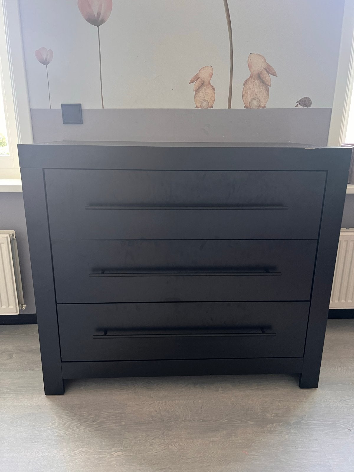 Zwarte Commode met 3 Lades - Gebruikt, Ophalen, Gebruikt, 50 tot 70 cm, 100 cm of meer