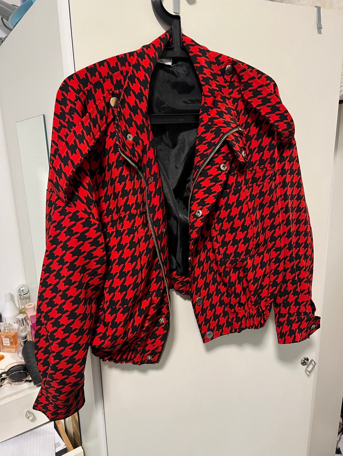 Loavies rood/zwart pied-de-poule jasje maat XS, Ophalen of Verzenden, Zo goed als nieuw, Maat 34 (XS) of kleiner, Rood