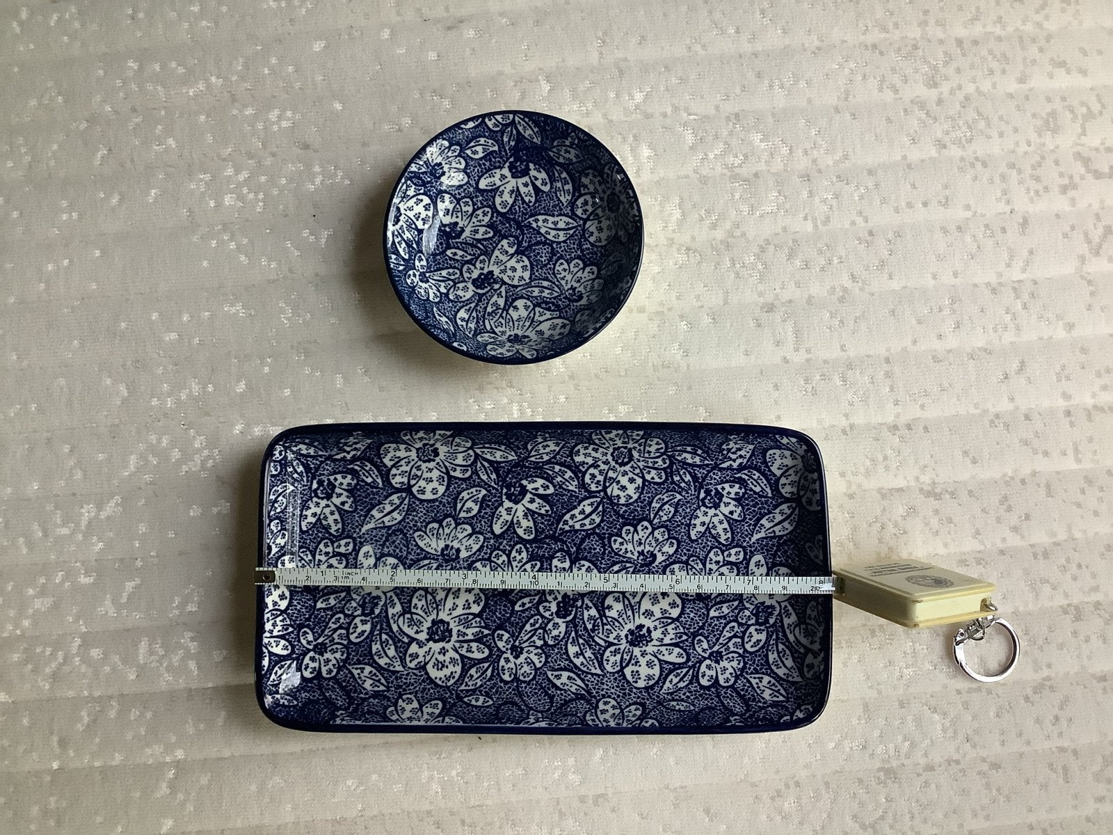 Blauw-wit gedecoreerde schaal en kommetje, Keramiek, Nieuw, Ophalen of Verzenden, Schaal of Schalen