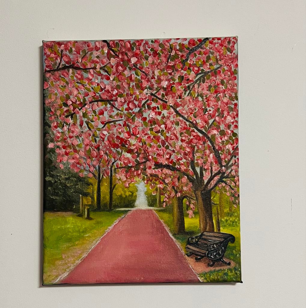 Olieverfschilderij op canvas - Bloesemlaan, Ophalen of Verzenden