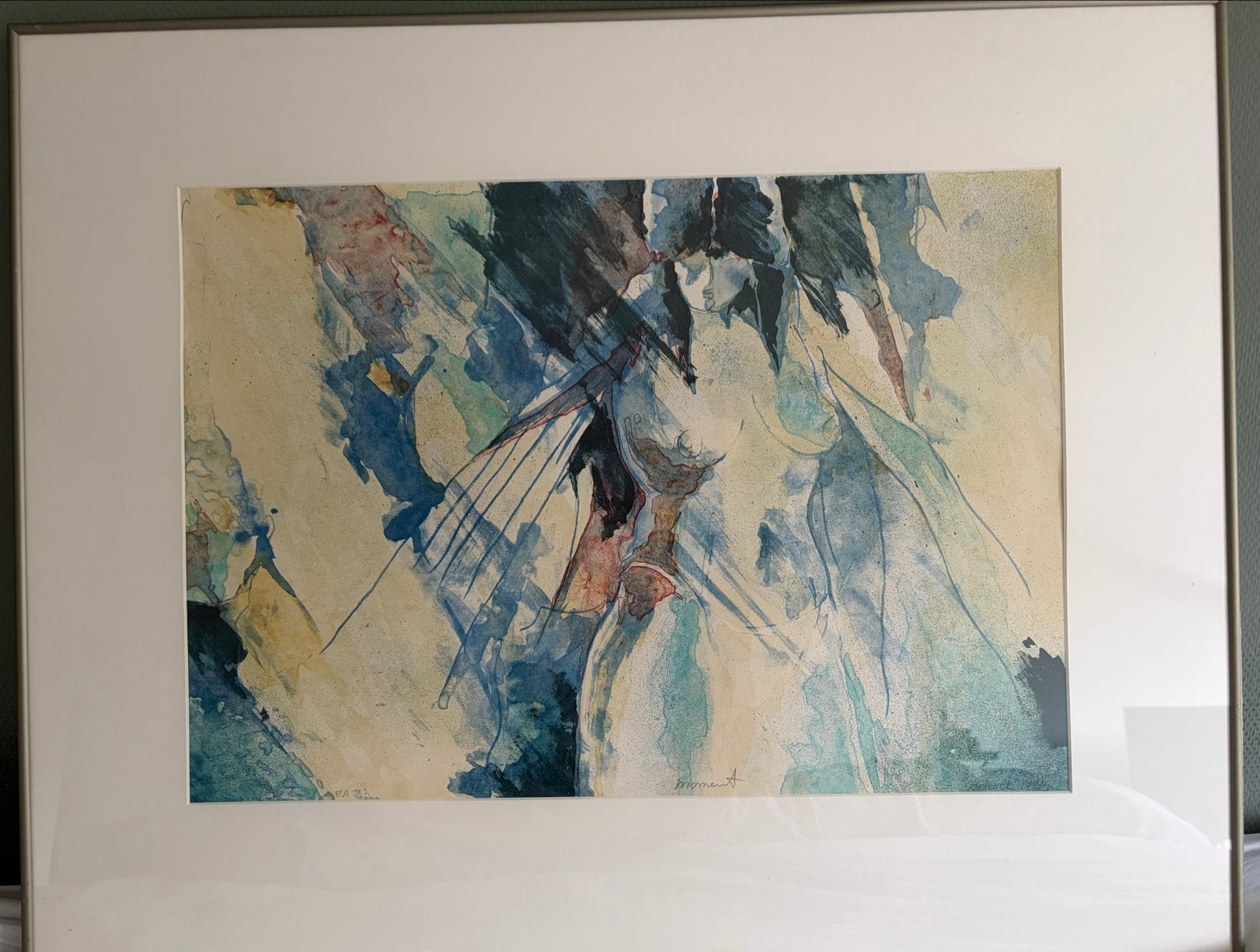 Zeefdruk  EA-V Moment' gesigneerd door Vanhorck  1989, Ophalen, Abstract, Portret of Personen, Aquarel