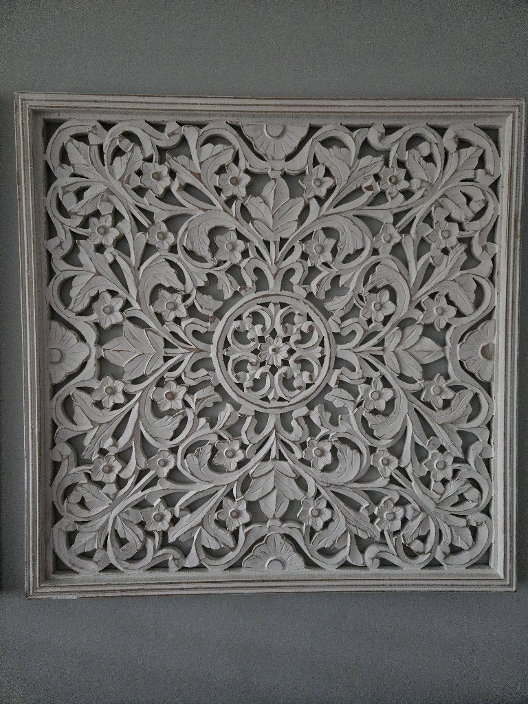Houten wandpanelen ornament White wash samen, Huis en Inrichting, Woonaccessoires | Wanddecoraties, Ophalen, 90 cm, Hout, Zo goed als nieuw