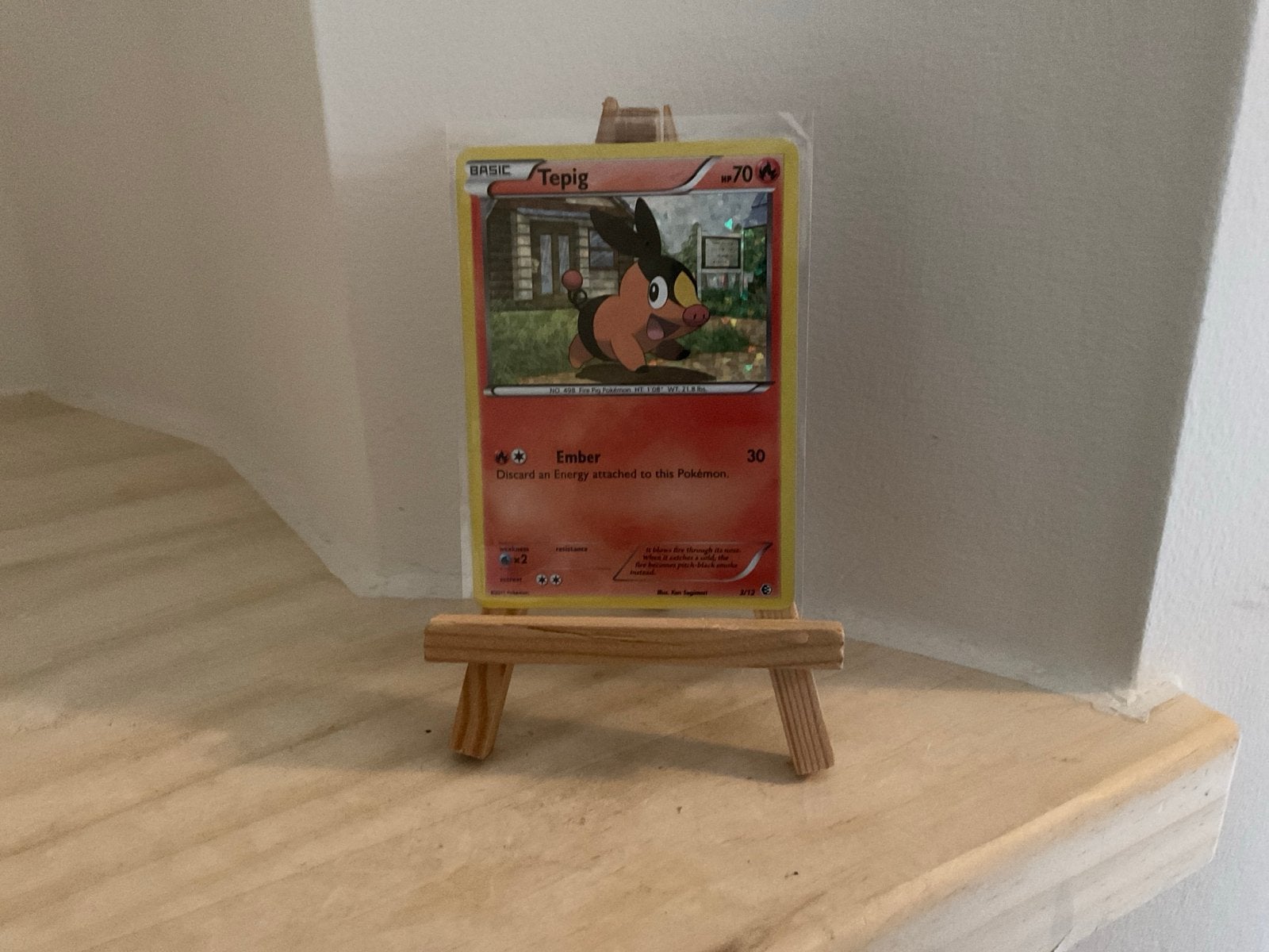 Tepig Holo McDonald's Factory 2011 Pokémon Kaart, Ophalen of Verzenden, Zo goed als nieuw, Losse kaart, Foil