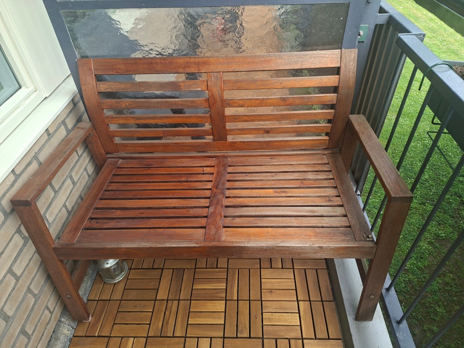 Houten tuinbank voor balkon of terras, Tuin en Terras, Ophalen, Gebruikt, Hout