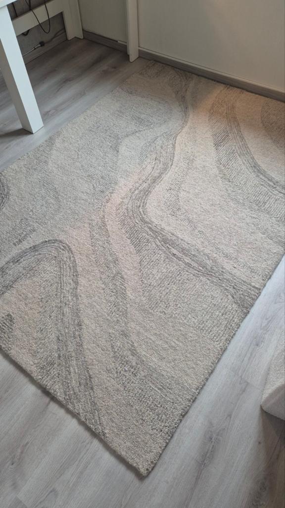 Handgemaakt wollen vloerkleed Kwantum 160x230 cm, Ophalen, Grijs, 150 tot 200 cm, 200 cm of meer