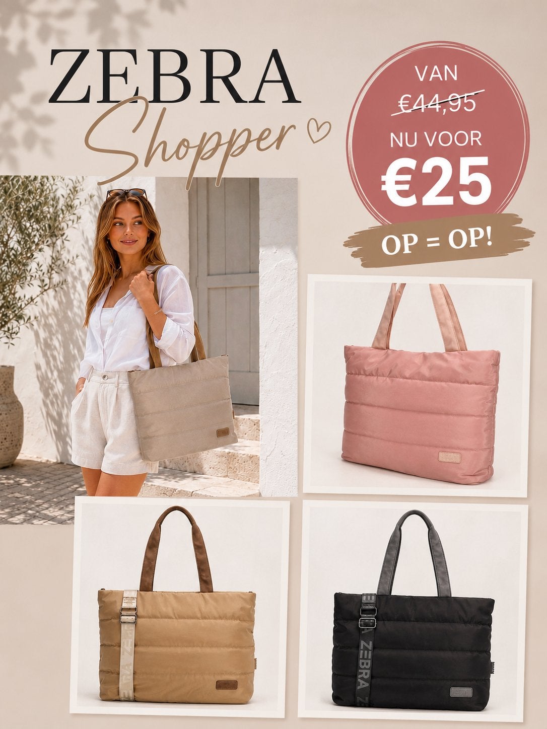 Zebra shopper strandtas, Ophalen of Verzenden, Zo goed als nieuw, Groen, 30 cm of meer