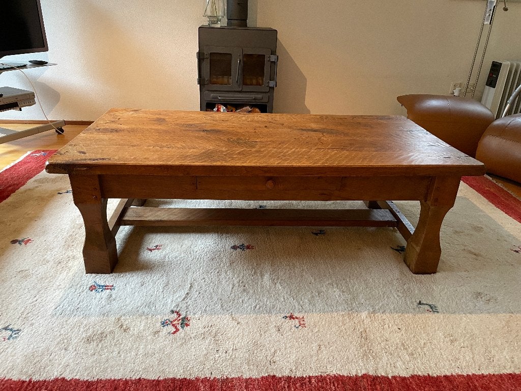 Mooie massief eikenhouten salontafel, 100 tot 150 cm, Eikenhout, 50 tot 100 cm, Zo goed als nieuw