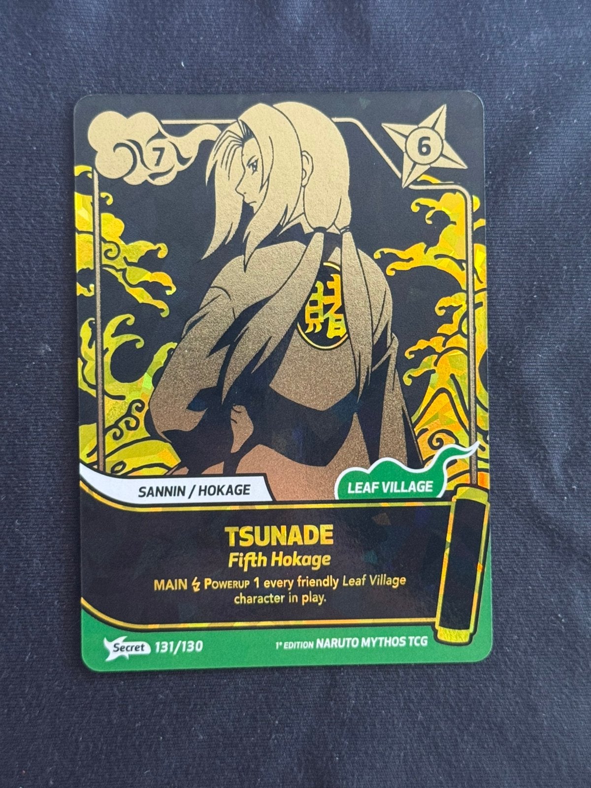 Naruto Mythos tcg 1st Edition Tsunade Secret, Ophalen of Verzenden, Zo goed als nieuw, Losse kaart, Foil