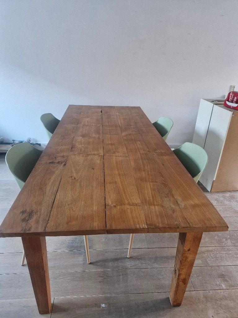 Houten eettafel, Huis en Inrichting, Tafels | Eettafels, Ophalen, Gebruikt, 200 cm of meer, 50 tot 100 cm