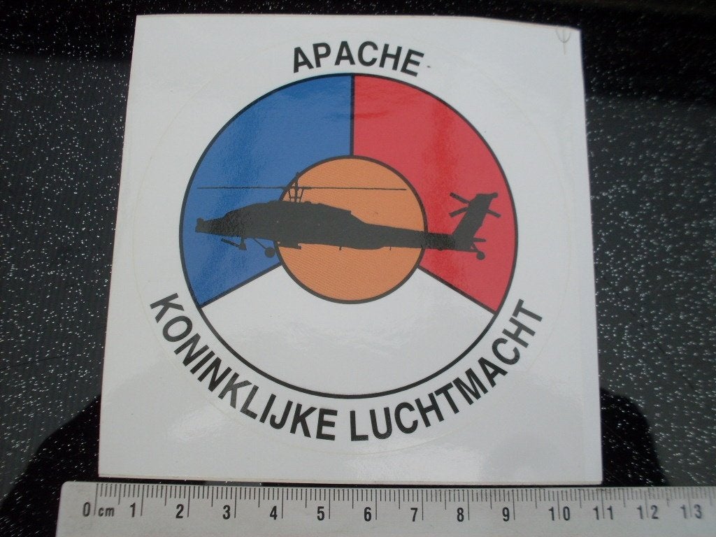 sticker apache koninklijke luchtmacht KLu logo helikopter, Verzenden, Zo goed als nieuw, Bedrijf of Vereniging
