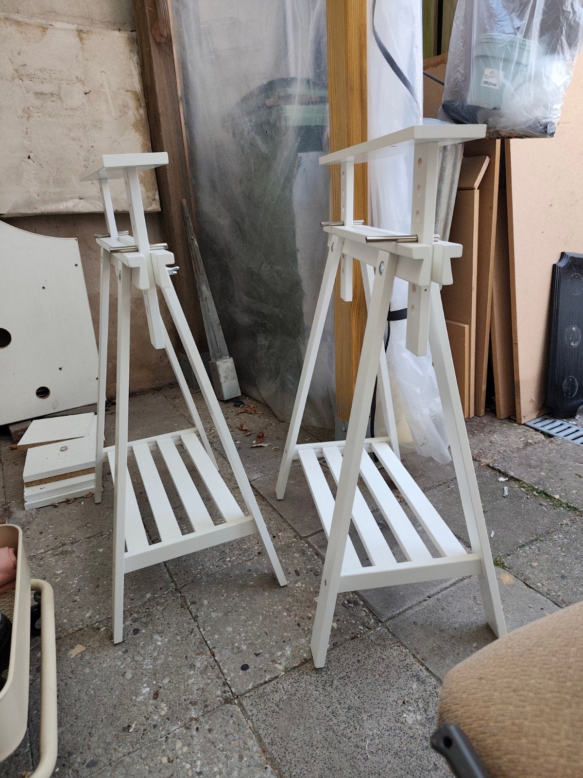 2x IKEA MITTBACK schragen - wit, verstelbaar, Ophalen, Gebruikt