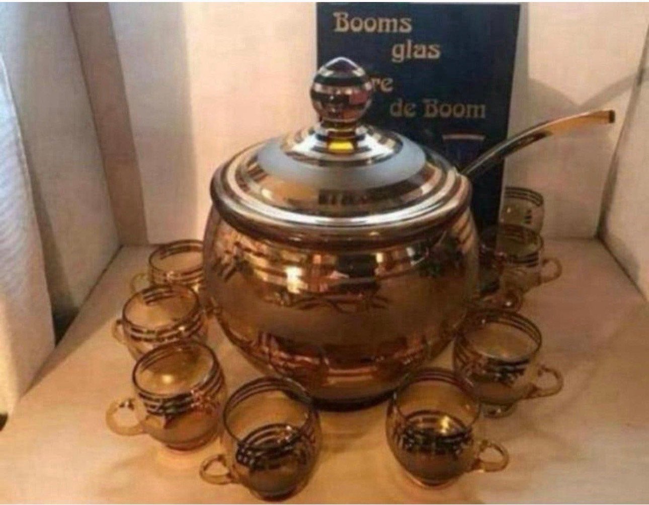 Booms , Antieke Bowlset met gouden banden 10 delig, Ophalen of Verzenden