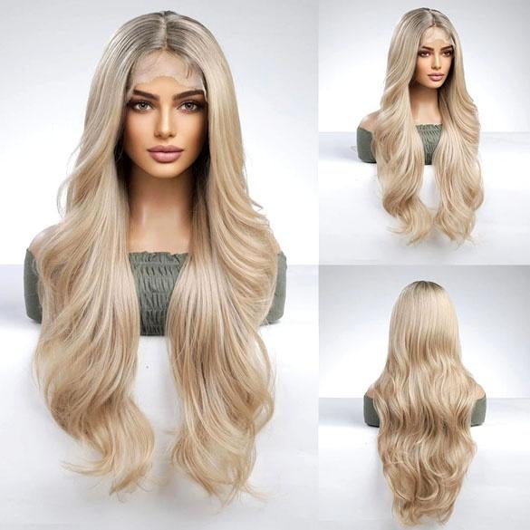 Swiss lace pruik met zeer lang blond haar Dakota, Verzenden, Nieuw, Pruik of Haarverlenging
