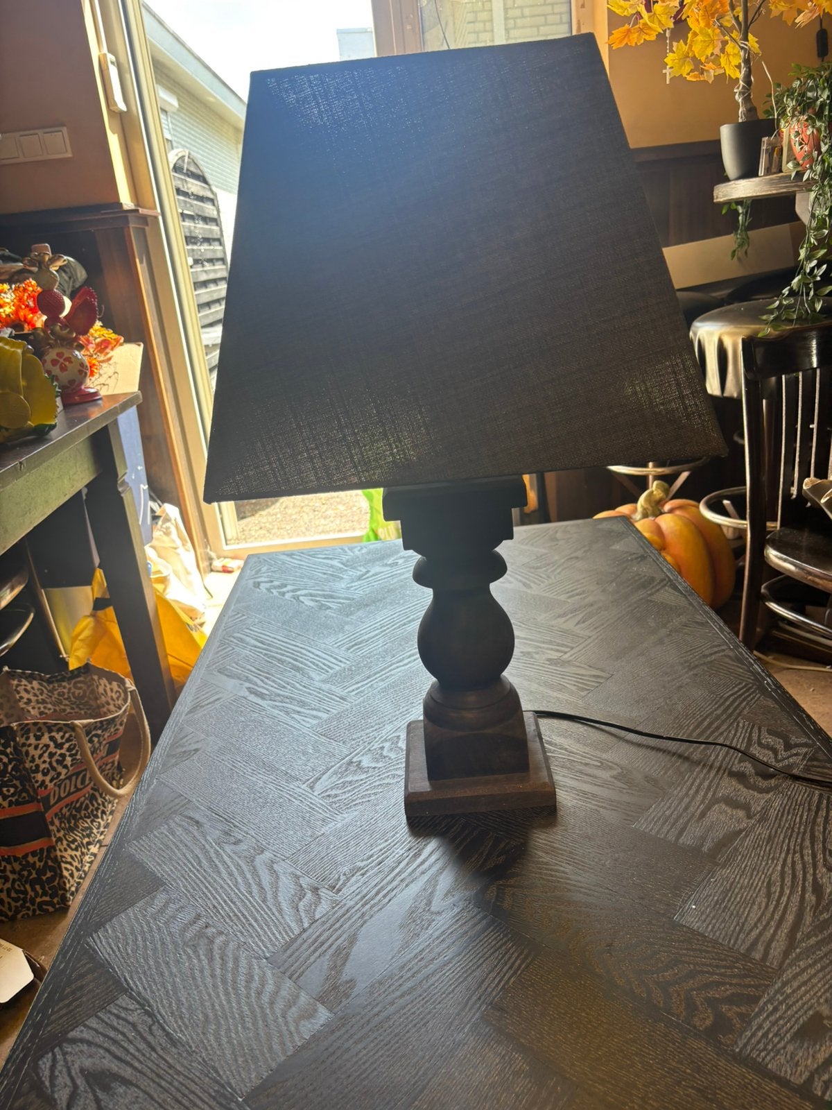 Houten lamp, Huis en Inrichting, Lampen | Tafellampen, Ophalen, Zo goed als nieuw
