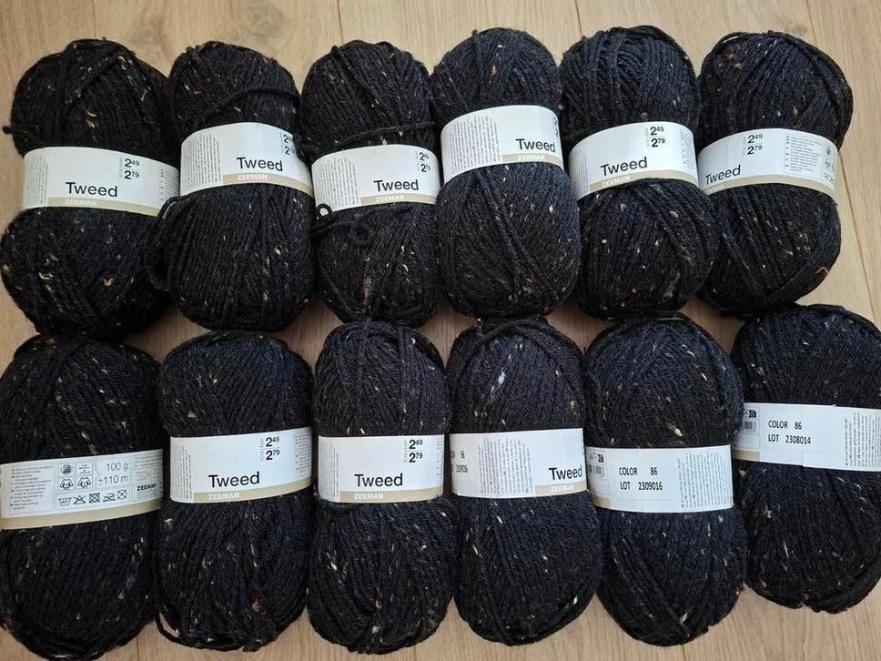 12 nieuwe bollen Tweed breiwol Zeeman, Hobby en Vrije tijd, Breien en Haken, Ophalen of Verzenden, Nieuw, Breien, Wol of Garen