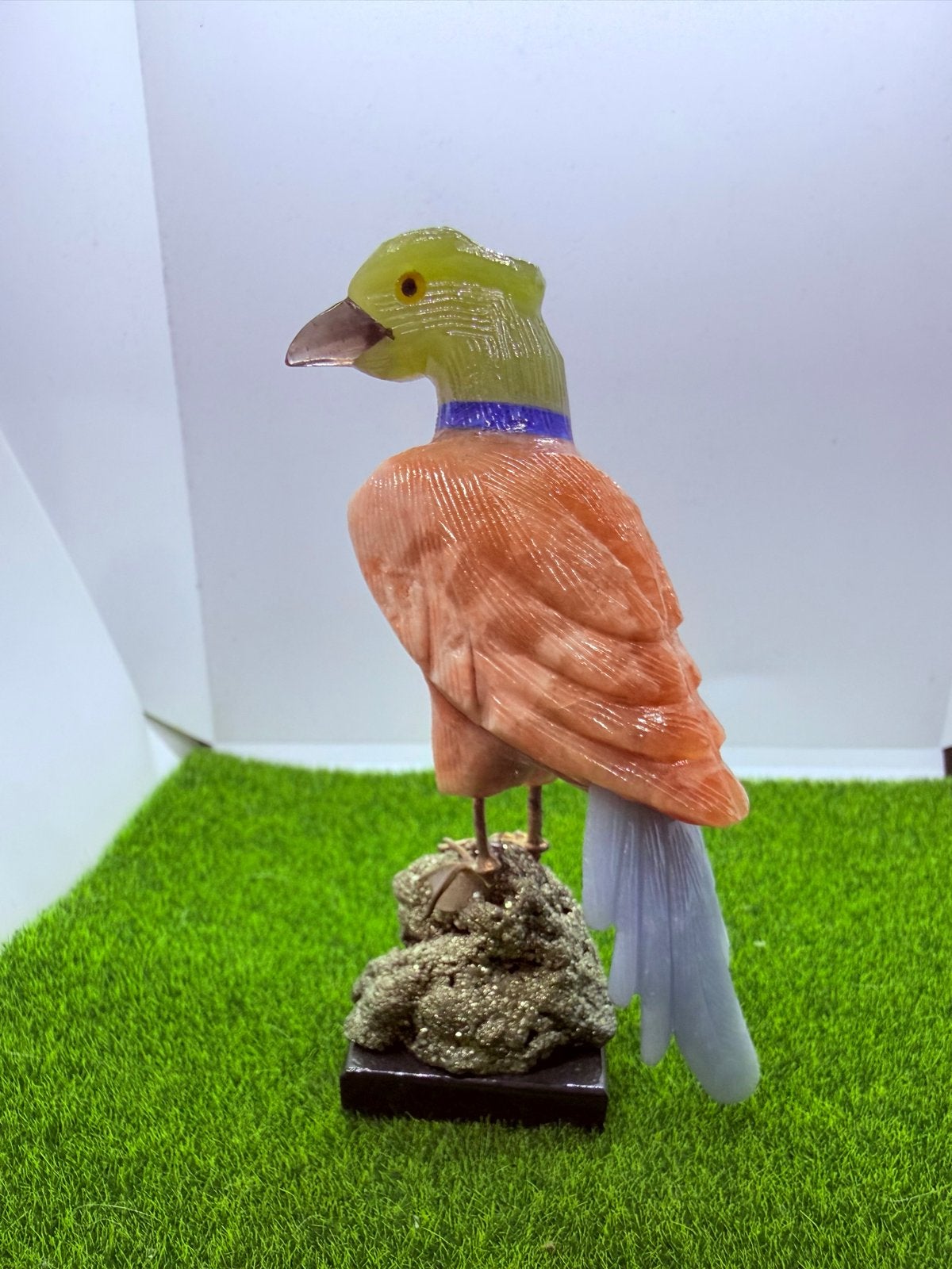 Unieke eendensculptuur van natuurlijke edelstenen, Minder dan 20 cm, Natuurlijk materiaal, Ophalen of Verzenden, Handgemaakt