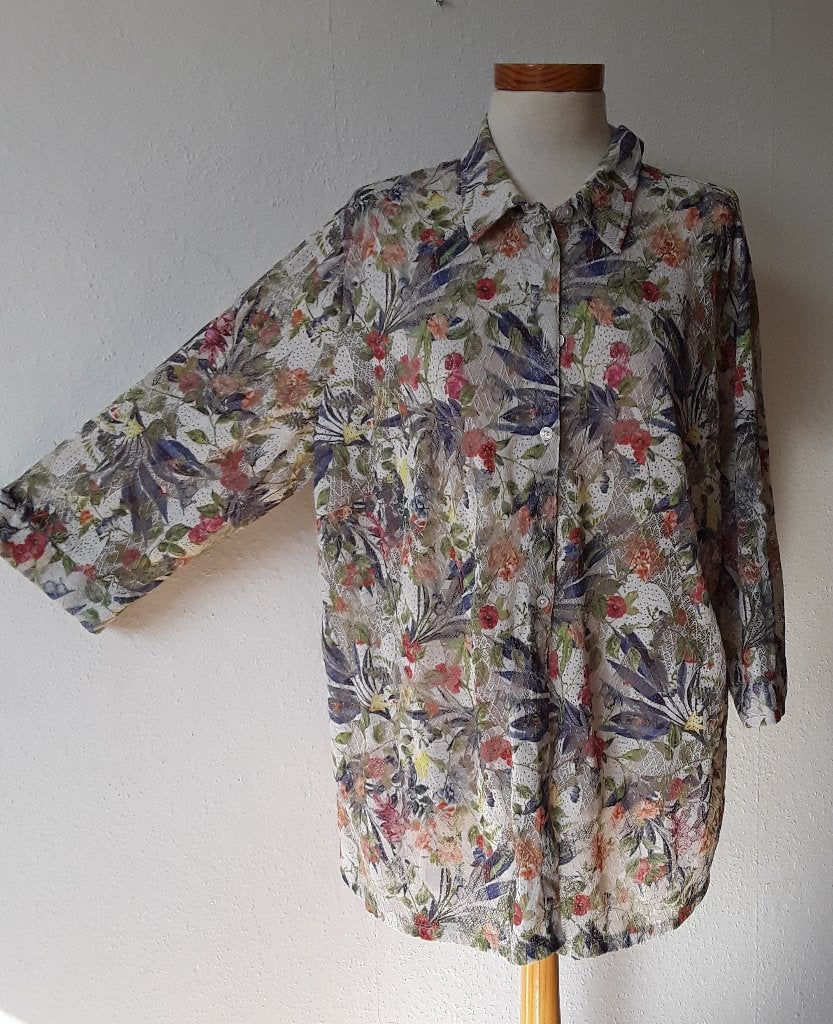 Tricot print blouse Atelier GS mt 50, Kleding | Dames, Atelier gs, Maat 46/48 (XL) of groter, Zo goed als nieuw, Meerkleurig
