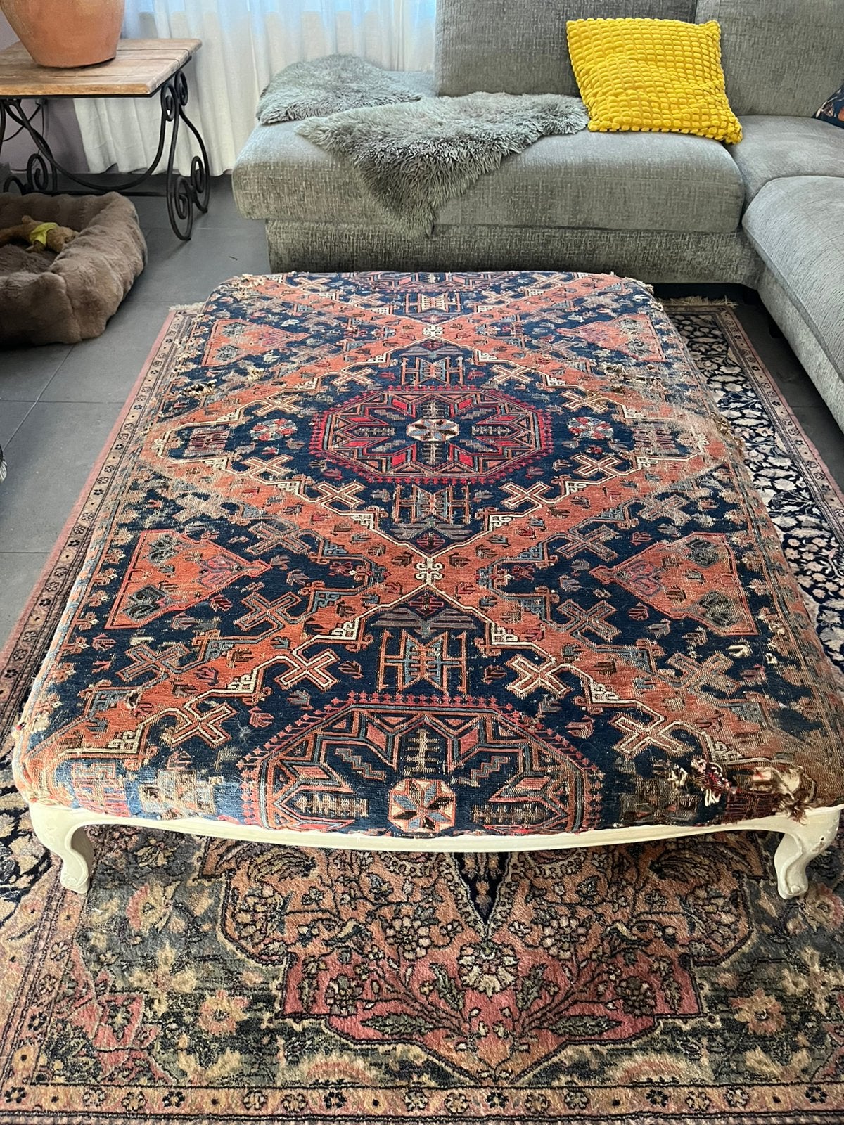 Grote hocker met kelim 150x110x30, Ophalen, Gebruikt, Klassiek, boho, ibiza, Stof