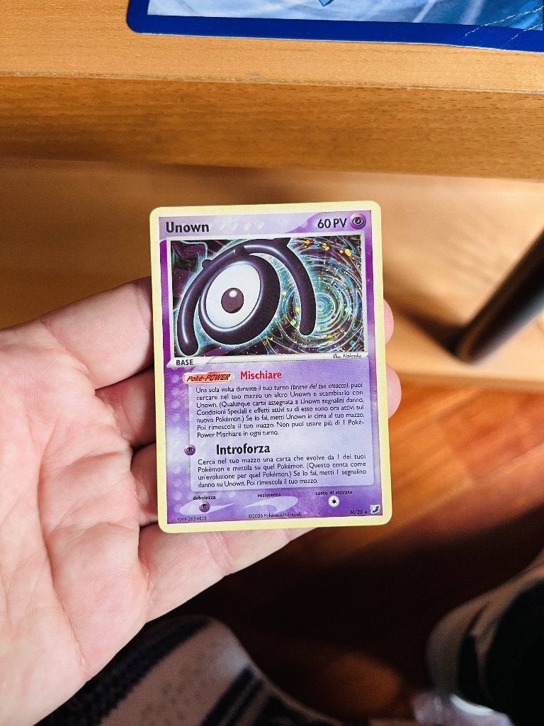 Unown M/28 Holo Ex Unseen Forces Pokemon, Verzenden, Zo goed als nieuw, Losse kaart, Foil