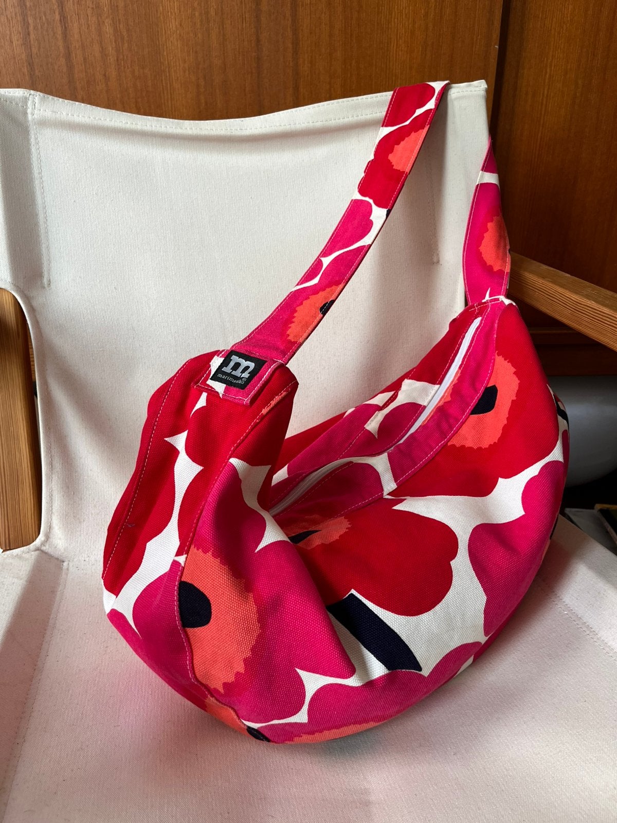 Vintage Marimekko tas Unikko crossbody schoudertas, Ophalen of Verzenden, Zo goed als nieuw, Rood