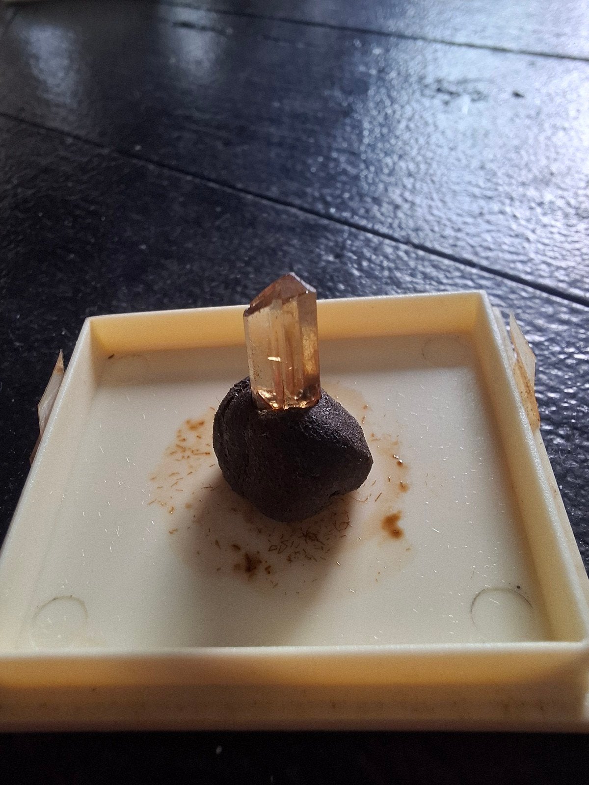 Apatiet uit Durango Mexico – goudgeel kristal – oud mineraal, Ophalen of Verzenden