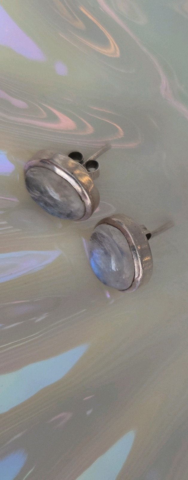 zilveren maansteen oorbellen., Minder dan 4 cm, Nieuw, Ophalen of Verzenden, Zilver