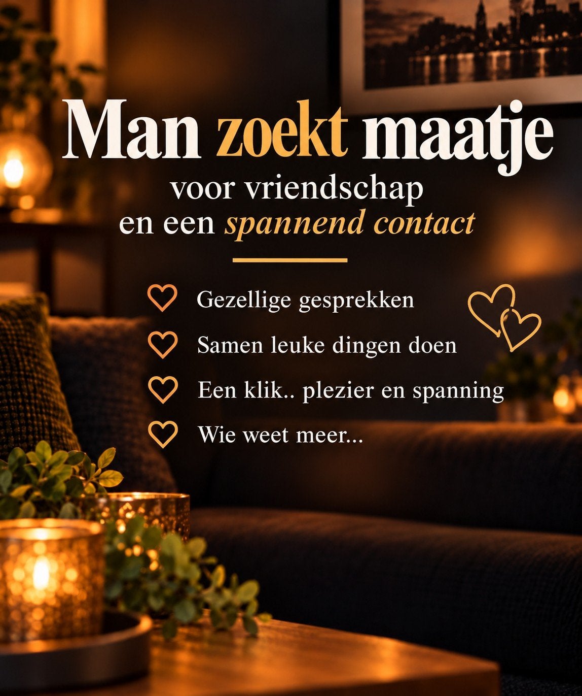 Maatje voor vriendschap en spannende dingen gezocht !