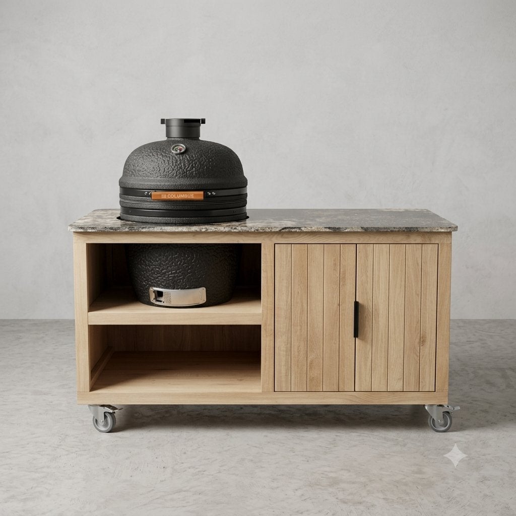 Zomeraanbieding! - Massief Eiken Buitenkeuken - Kamado BBQ, Tuin en Terras, Buitenkeukens, Houtskool, Nieuw, Ophalen of Verzenden