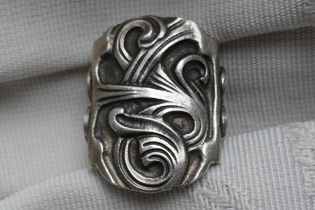 Zilveren ring in Art Nouveau stijl, Verzenden, Zilver, Ring