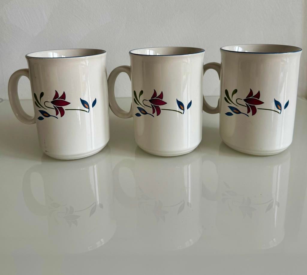 Vintage 90's Mokken - Copenhagen Stoneware (Set van 3), Ophalen of Verzenden, Zo goed als nieuw, Overige stijlen, Kop(pen) en/of Schotel(s)