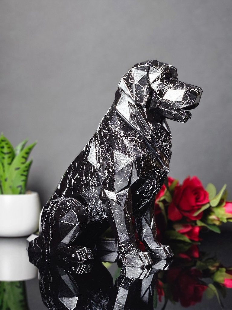 Geometrische Golden Retriever – Black Marble Edition XL 32cm, Ophalen of Verzenden, Zoogdier, 20 - 50 cm, Beeld