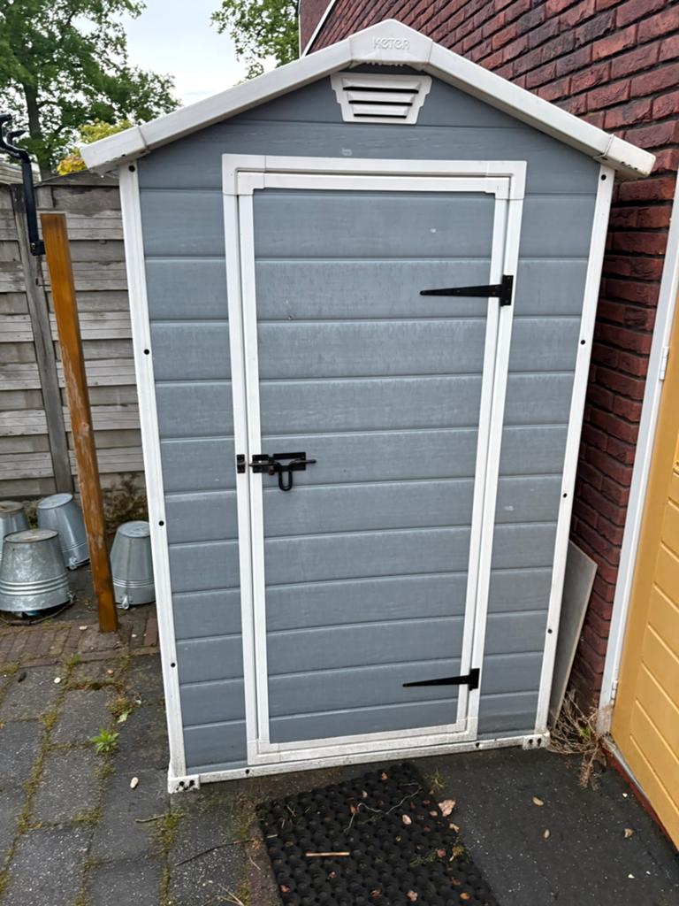Tuinhuis kunstof grijs, Tuin en Terras, Kunststof, Gebruikt, Minder dan 200 cm, 1 raam