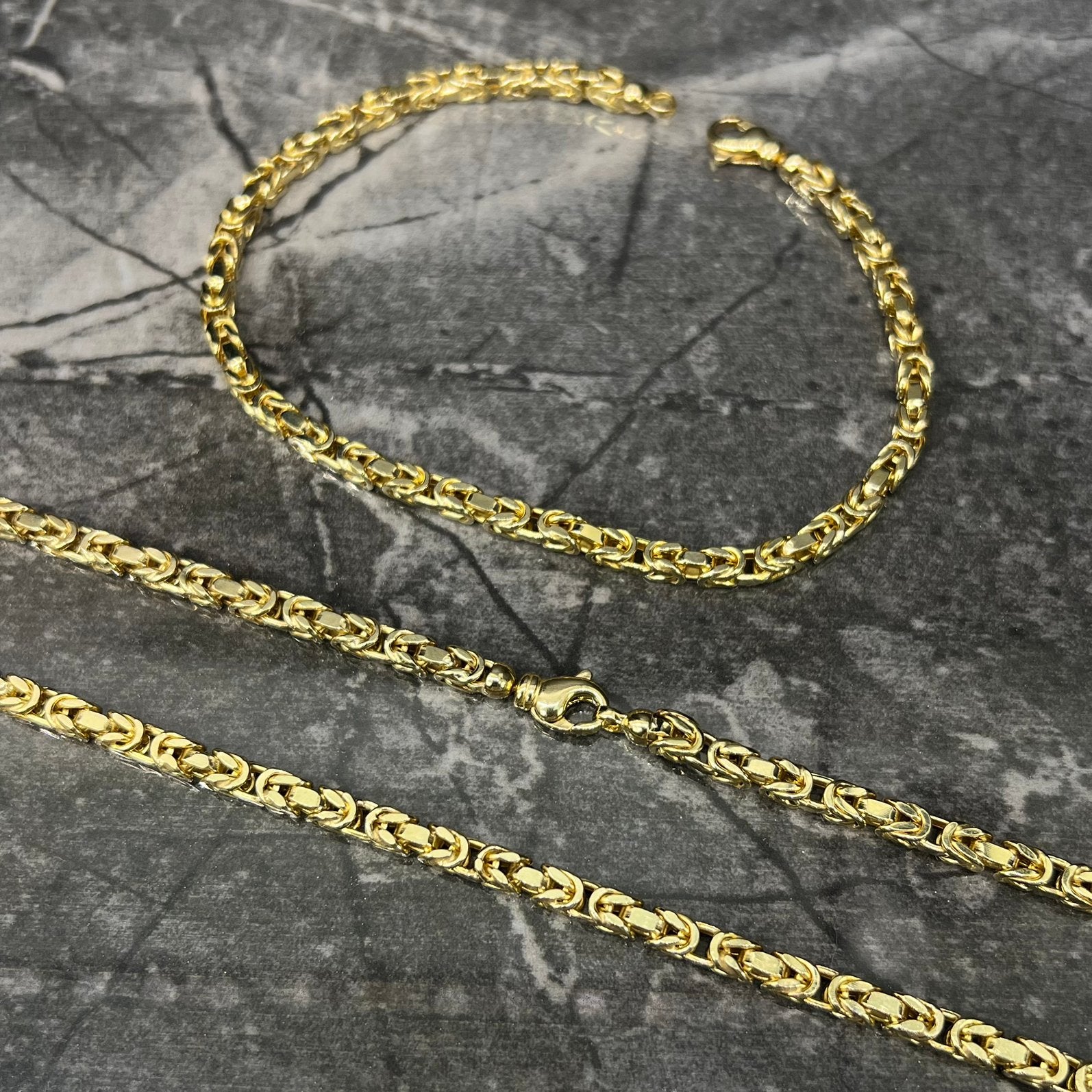 14 karaat gouden koningsketting met armband koningsarmband, Sieraden, Tassen en Uiterlijk, Kettingen, Ophalen of Verzenden, Nieuw
