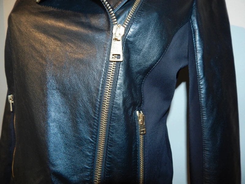 Versus Versace zwarte leren jas gouden hardware medusa It 42, Verzenden, Zo goed als nieuw, Maat 36 (S), Versus Versace