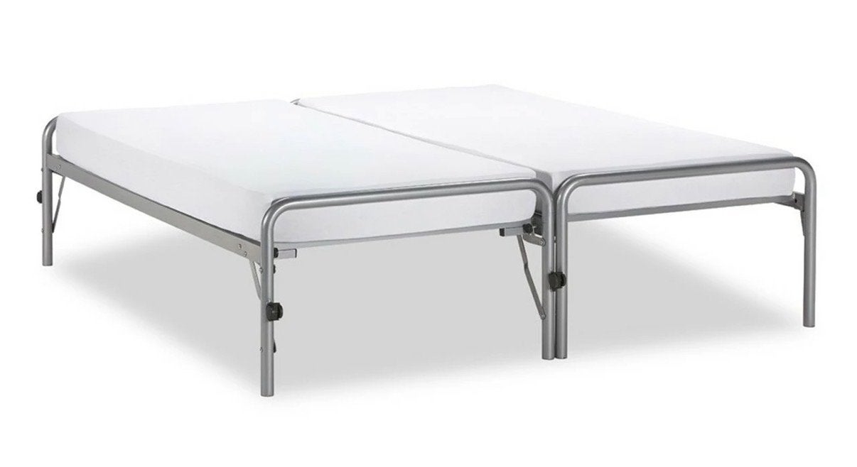 Uitschuifbaar logeerbed met twee matrassen 90x200, Huis en Inrichting, Slaapkamer | Bedden, Ophalen, 90 cm, Tweepersoons, 200 cm