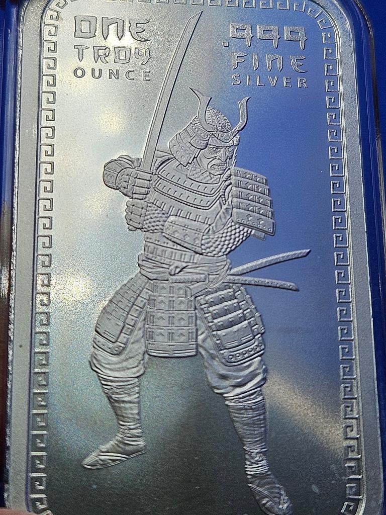 (6809) GOLDEN STATE MINT BAAR  SAMURAI  ONE OUNCE, Ophalen of Verzenden, Zilver