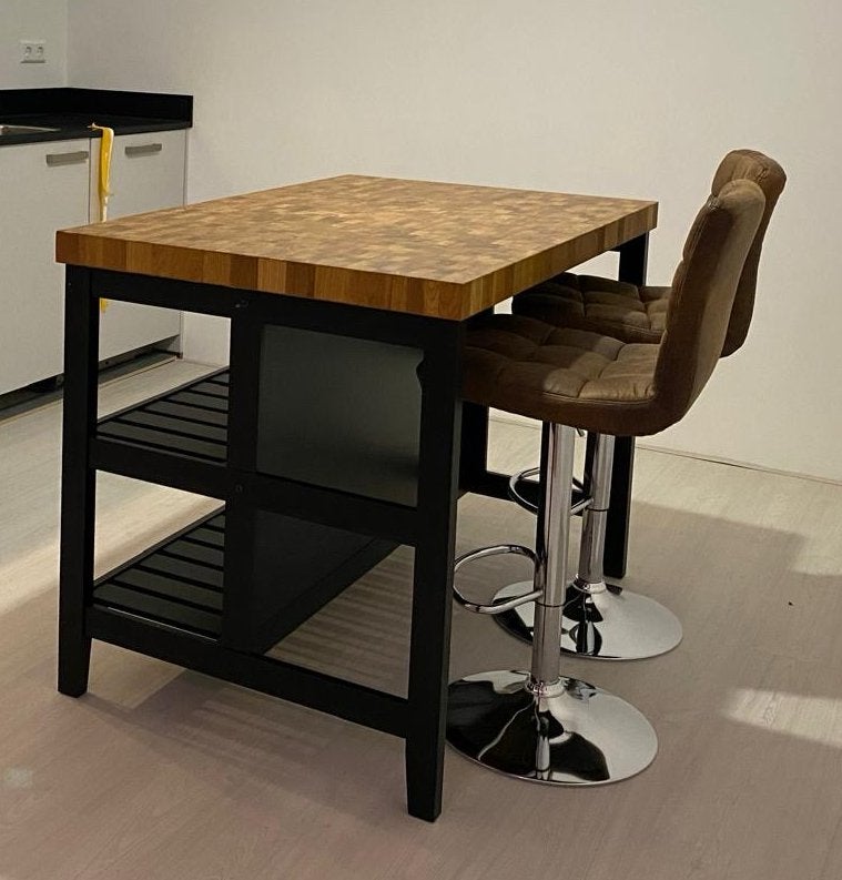 Kitchen island with 2 bar stools, Ophalen, Gebruikt