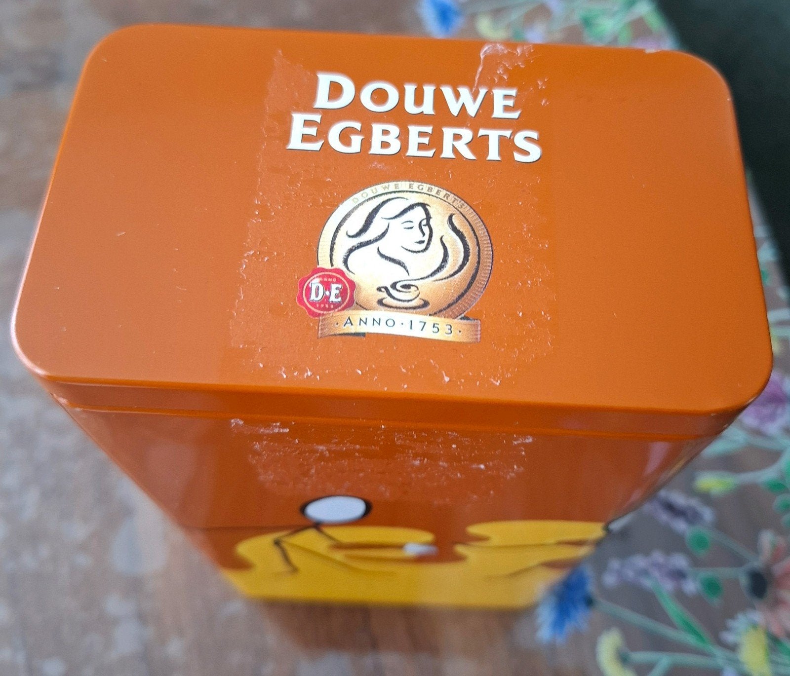 Douwe Egberts Bewaarblik - Oranje, Verzamelen, Blikken, Ophalen of Verzenden, Gebruikt, Koffie, Douwe Egberts