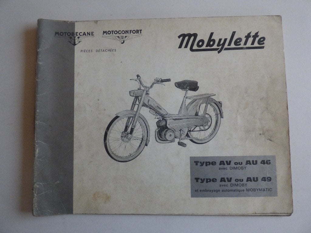 MOTOBECANE MOBYLETTE TYPE AV/AU46 & AV/AU49 ONDERDELENLIJST, Fietsen en Brommers, Ophalen of Verzenden, Gebruikt