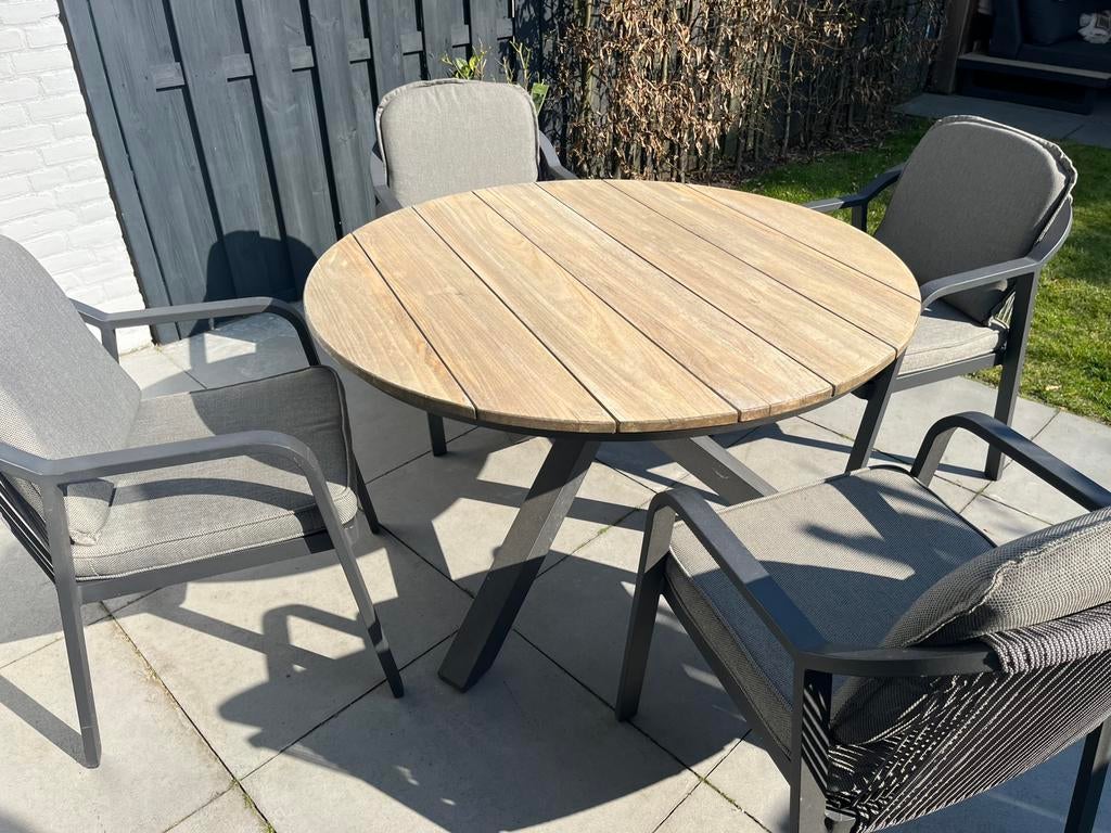 Tierra Outdoor tuinset met 4 stoelen, Tuin en Terras, Tuinsets en Loungesets, Ophalen, 4 zitplaatsen, Aluminium, Zo goed als nieuw