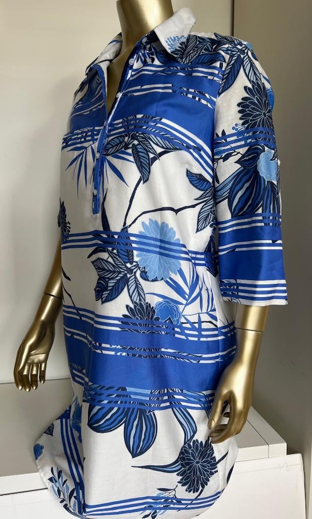Wit met kobaltblauwe jurk/tuniek, NIEUW, Atmos, 38 (NL), Kleding | Dames, Jurken, Maat 38/40 (M), Blauw, Nieuw, Ophalen of Verzenden