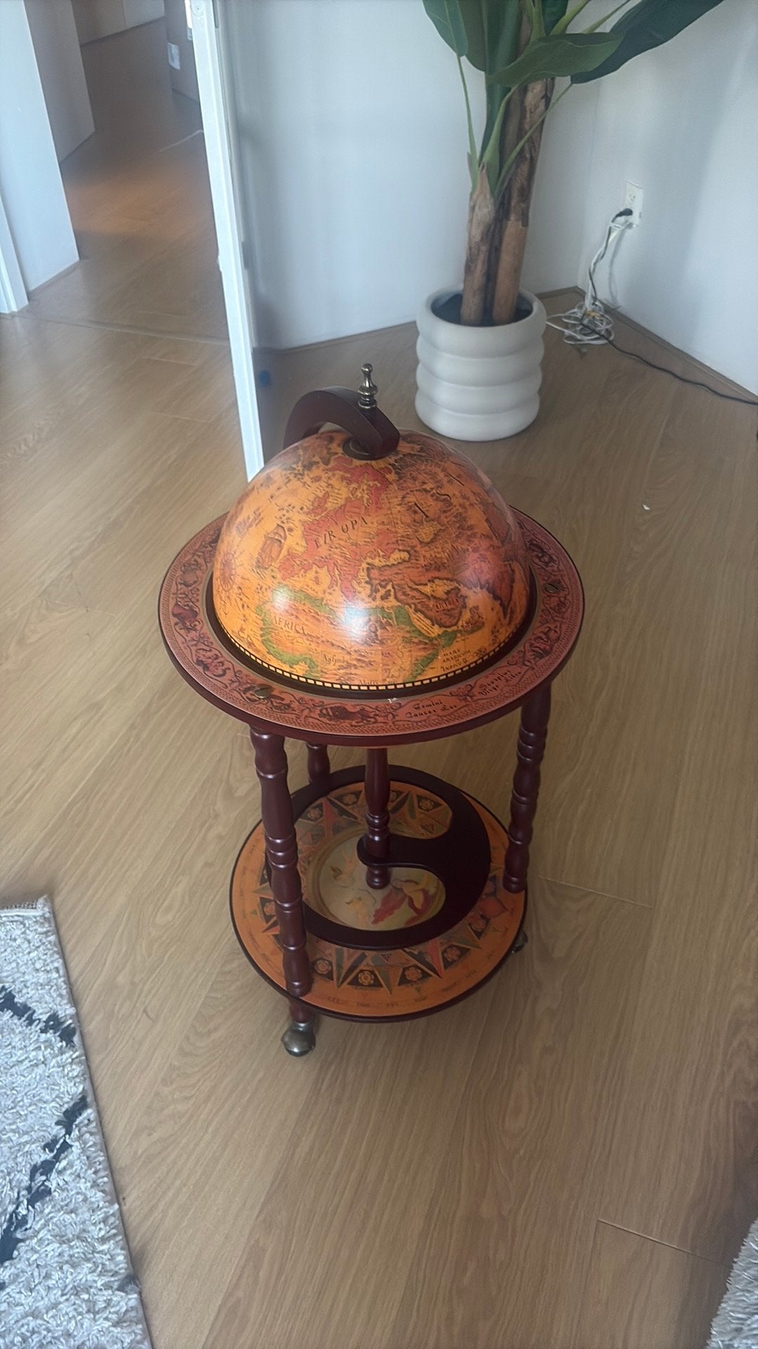 Vintage Wereldbol Bar met Glazenhouder, Ophalen