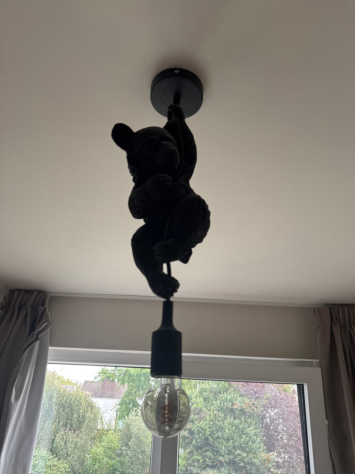 Zwarte Beer Hanglamp, Huis en Inrichting, Ophalen of Verzenden, Zo goed als nieuw, Kunststof, E27 (groot)