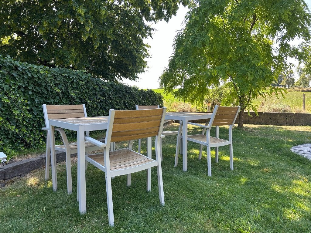 Praktische Tuinsets, 2 tafels met 4 stoelen, Alleen ophalen!, Ophalen, 4 zitplaatsen, Zo goed als nieuw, Tuinset